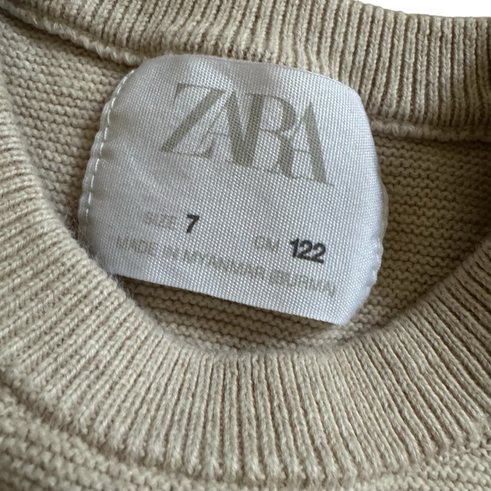Zara Beige Oatmeal Knit Sweater Pullover Crewneck Minimalist Boys Size 7 - Picture 4 of 7